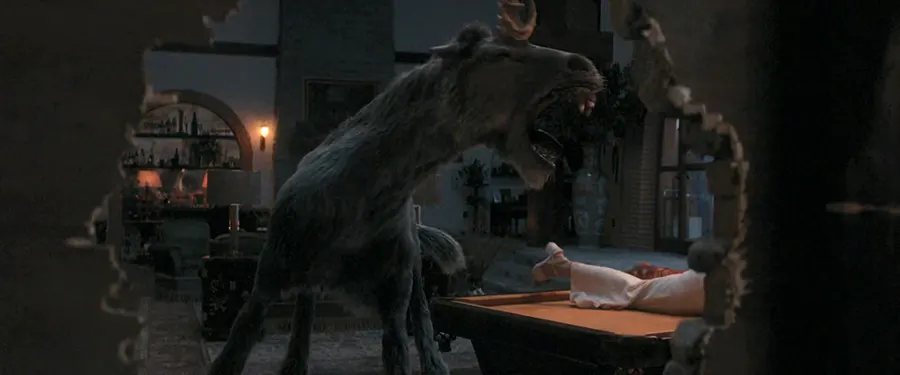 Escena de la película Death of a Unicorn con un unicornio